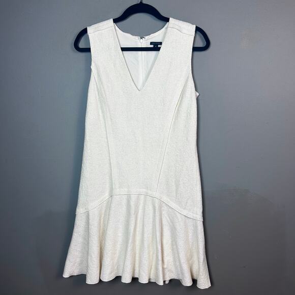 Ann Taylor dress size 4 felt boucle wool cream drop waist school girl minimalist - Picture 2 of 13